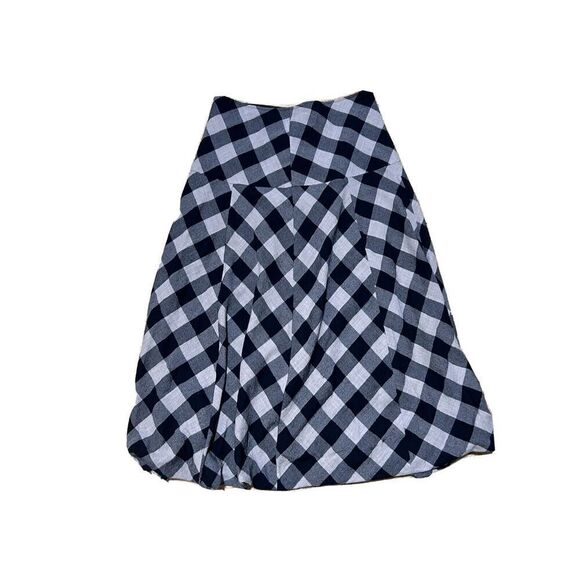 Element Clement 100% Virgin Wool Small Skirt Black & Tan Plaid Tulip Lagenlook - Picture 2 of 6